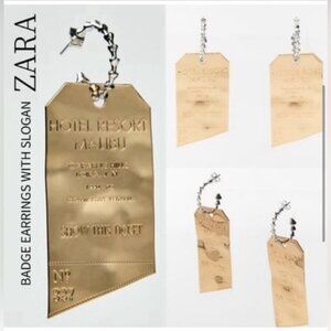 ZARA PLAQUE EARRINGS WITH TEXT NWT ✨✨🔥